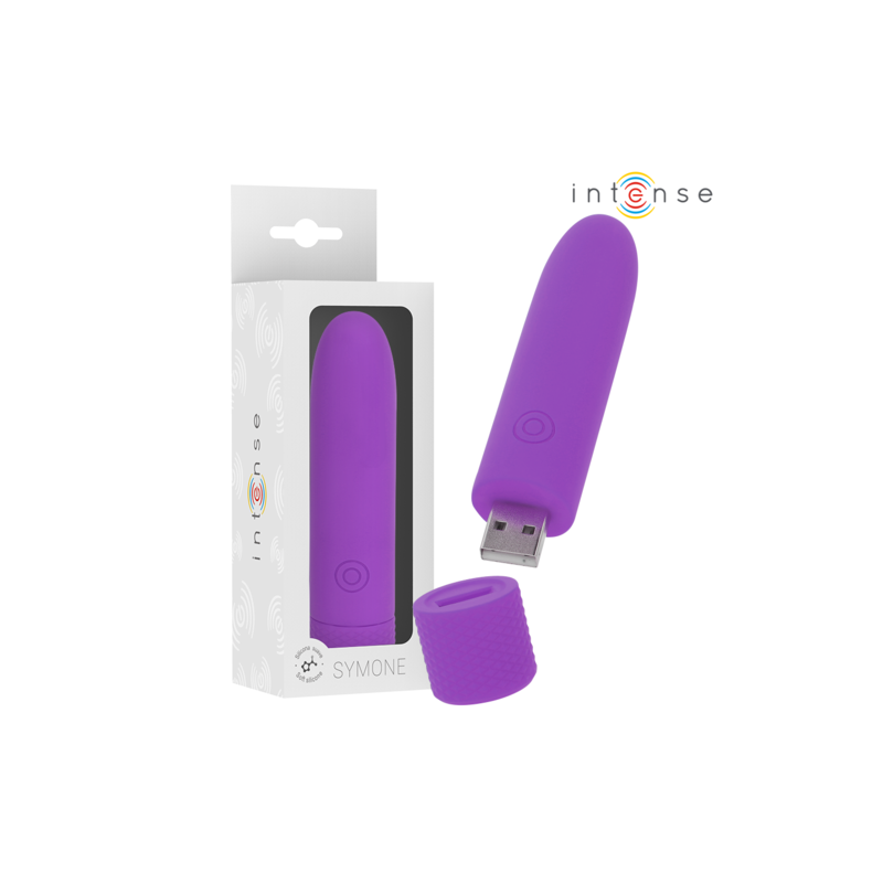 INTENSE - SYMONE USB RECHARGEABLE VIBRATING BULLET 8 VIBRATIONS PURPLE 10 X 2.2 CM